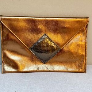 Vintage David Mehler for DAME Snake Skin Embossed Leather Clutch Purse